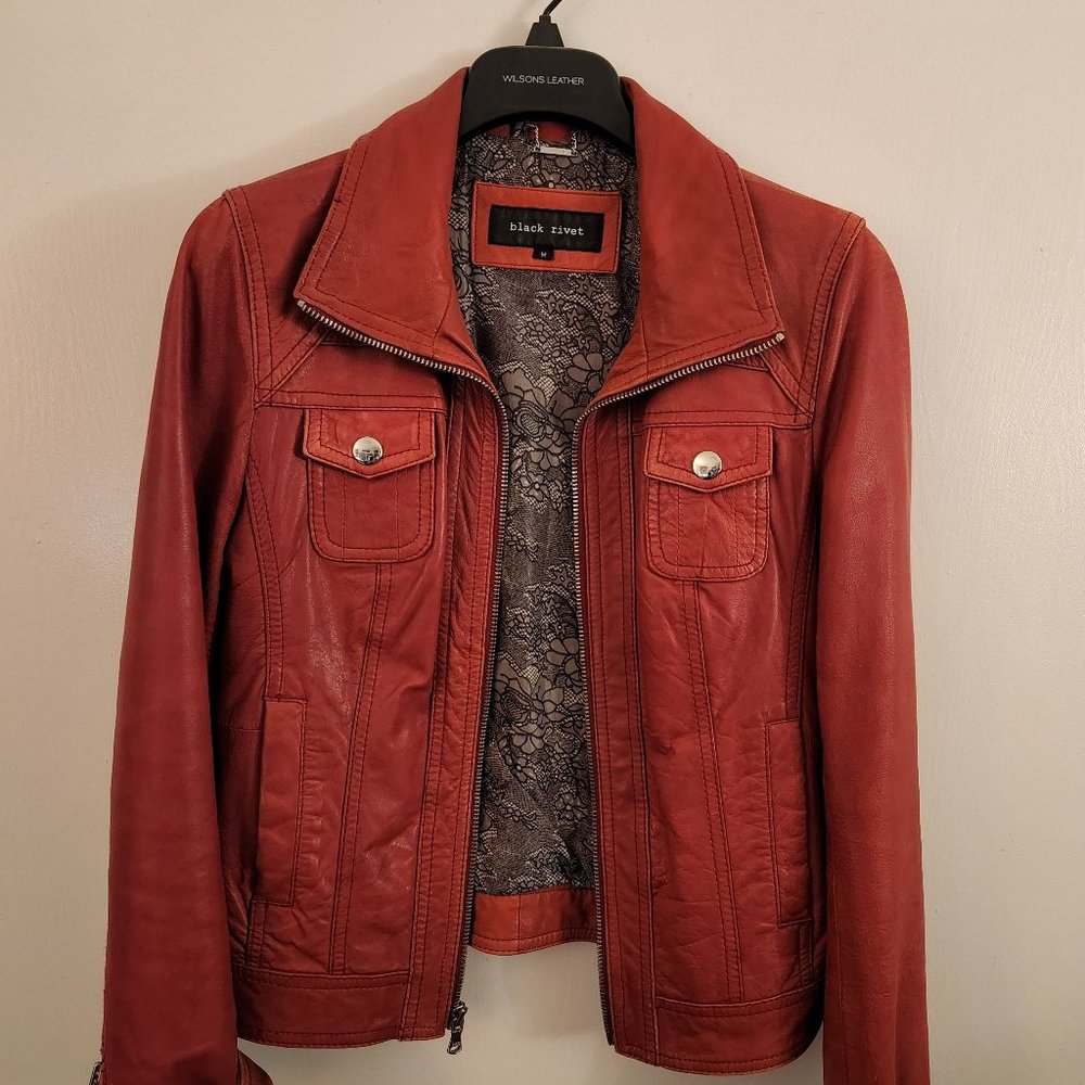 Red Bomber Jacket - Black Rivet brand - sz M